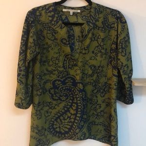 Green Silky Patterned Top